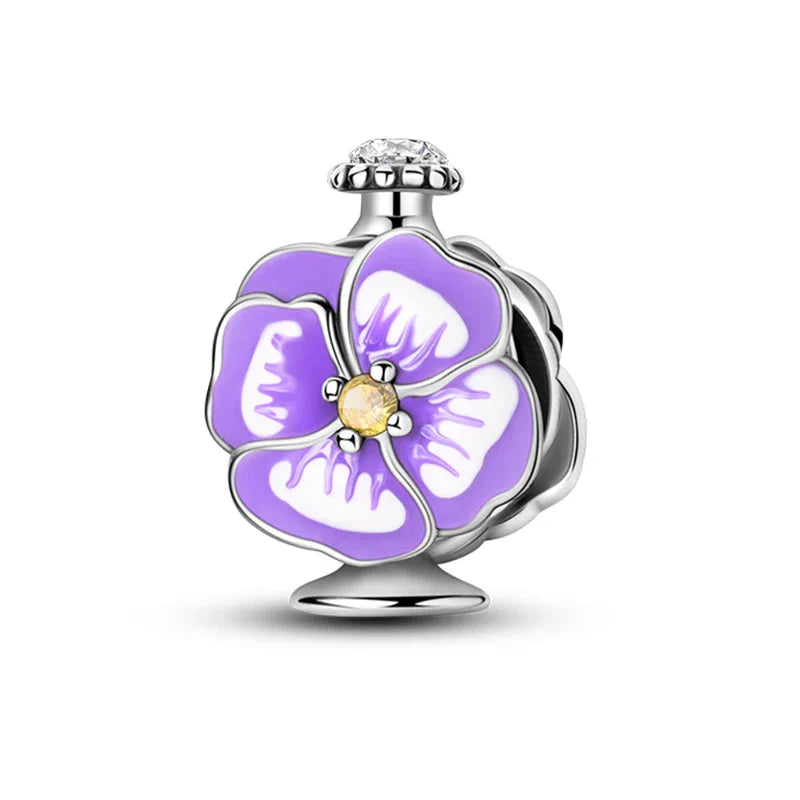 Romantic Pink Crown Perfume Bottle Charms Beads Bracelets Fine Jewelry