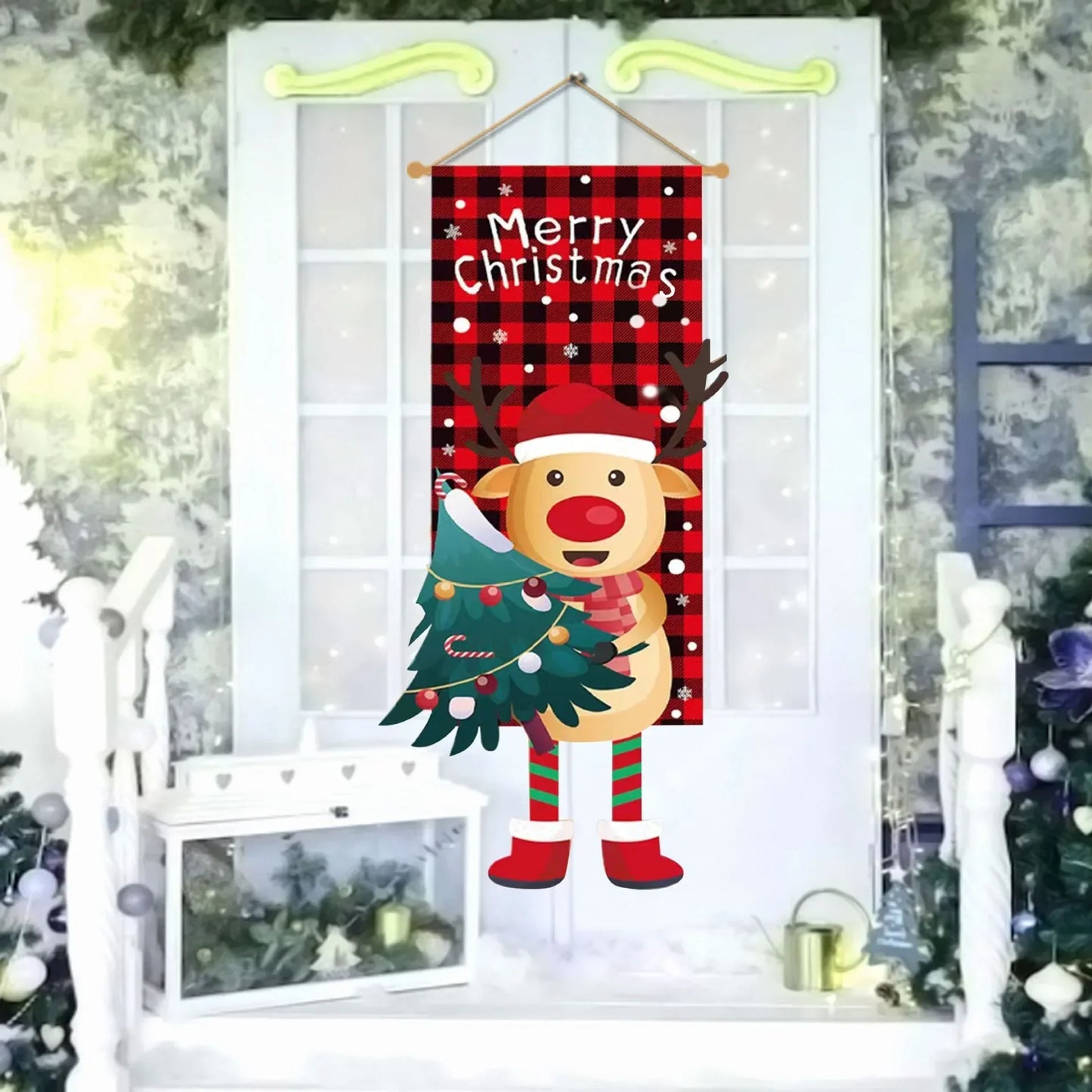 Christmas Long Leg Doll Hanging Banner Cartoon Santa Claus Snowman Elk Ornaments Xmas Bar Mall Decor Merry Christma 2024