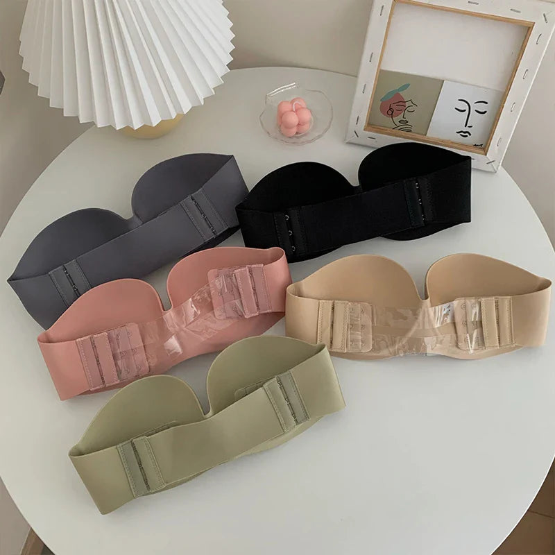Front Closure Sexy Push Up Bra Invisible Female Brassiere Strapless Seamless.