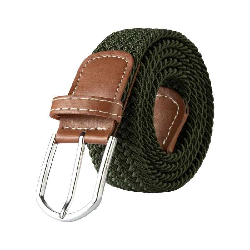 Black Female Casual Knitted Pin Buckle Men Belt Woven Canvas Elastic Expandable Braided Stretch Belts for Women Jeans Belts Belt