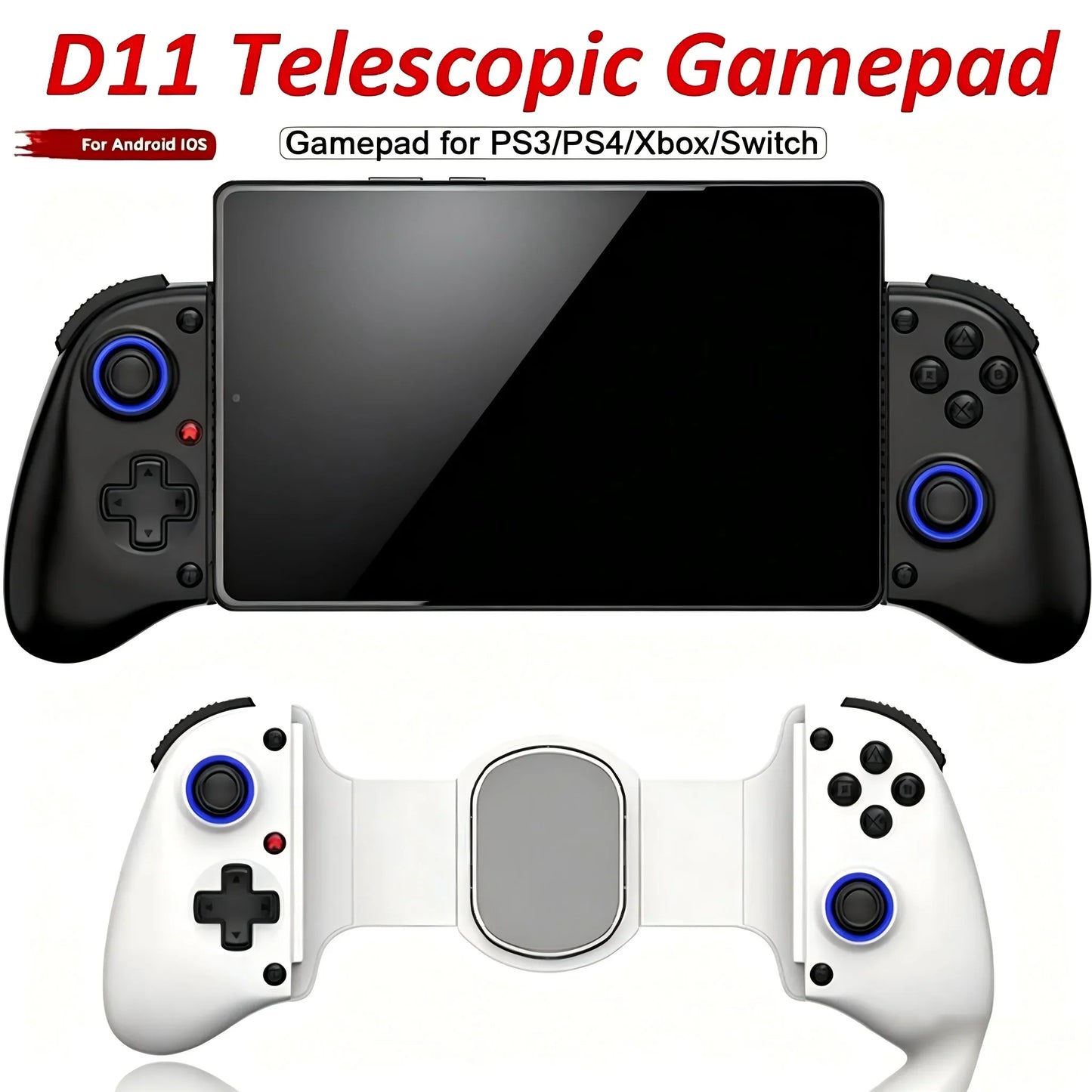 Bluetooth Mobile Game Controller for Switch/iOS/Android/Tablets Wireless Gamepad- Hall Effect D11 Telescopic Joysticks for PC