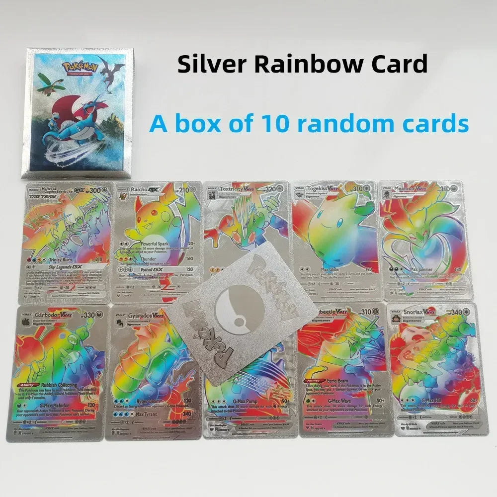 2024 new A Box of 10Pcs Pokemon Cards Gold Foil Card Gold Vmax Vstar V Energy Card Charizard Pikachu Rare Series Battle Coach