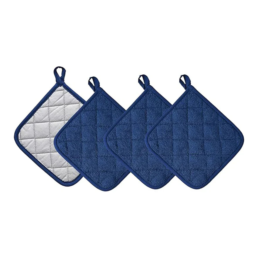 Kitchen Pot Holder Set, Heat Resistant Pure Cotton Potholder Kit, Large Coasters Hot Pads 4Pcs,17x17cm Terry Pot Holders.