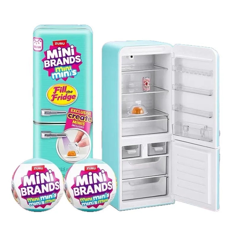 Zuru Mini Brands Mini Minis Fill The Fridge Simulation Refrigerator Toy Blind Box Set Surprise Ball Pretend Play Micro Miniature