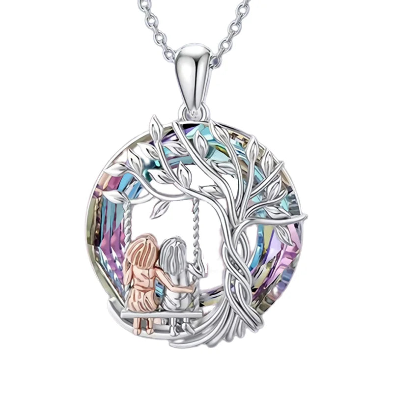 European and American Fashion Sisters and The Tree of Life Pendant Necklace Earrings Sets  Anniversary  Women's Jewelry Set Gift