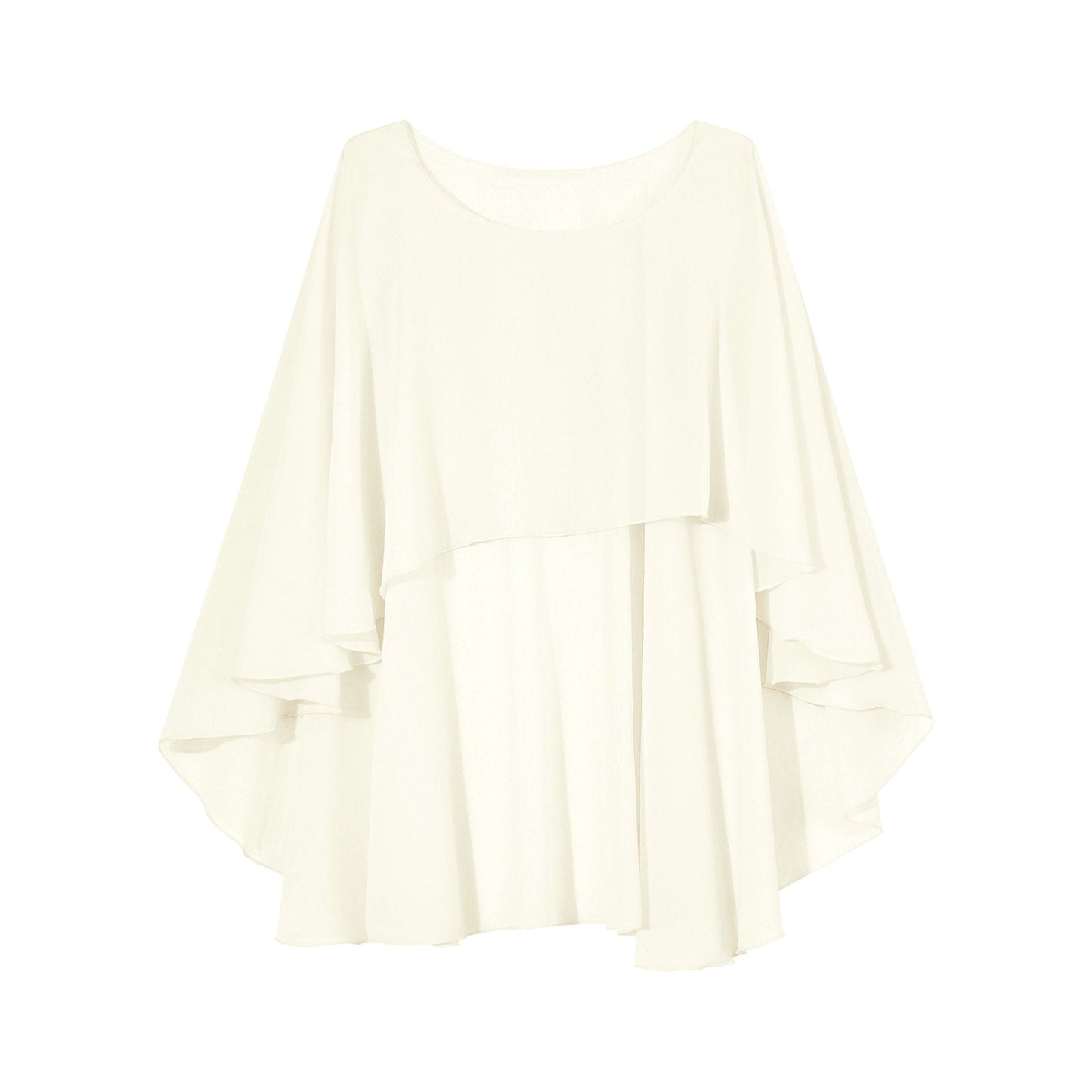 Women Chiffon Solid Pullover Capes Shawl Hi-low Hem Thin Soft Shrug Ponchos for Wedding Bridal Bridesmaid Evening Party Dress