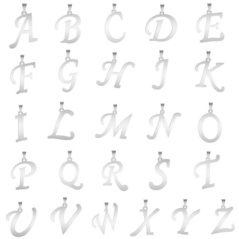 26 Letters Necklace Stainless Steel Initial Necklaces Pendant Big