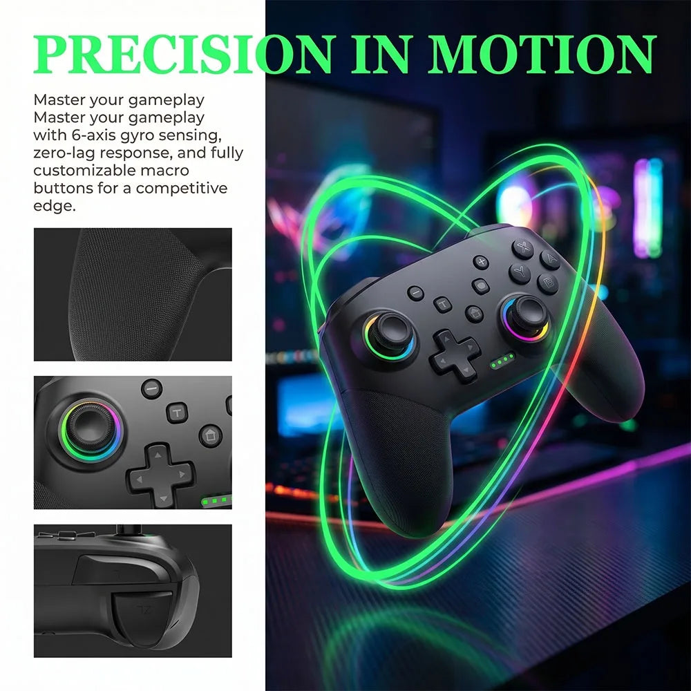 Wireless Smart Game Controller For Bluetooth Game Controller For 6-Axis Sensor/Hall Joysticks/Macro/for ios/android/PC/Switch
