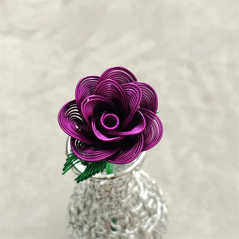 Aluminum Wire Eternal Rose Decoration (1 Piece) - Creative Eternal Love Artificial Flower DIY For Valentine's Day Wedding