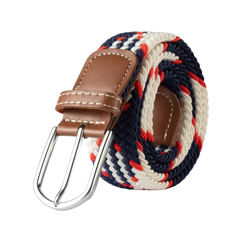 Black Female Casual Knitted Pin Buckle Men Belt Woven Canvas Elastic Expandable Braided Stretch Belts for Women Jeans Belts Belt