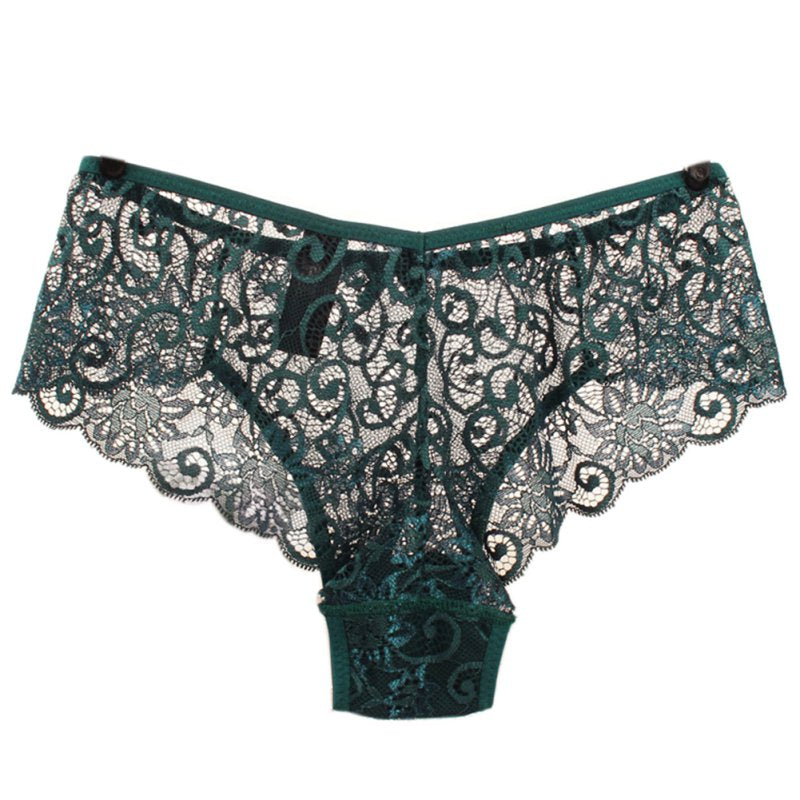 Women's Sexy Lingerie Full Lace Panties Big Size S-XL High-Crotch Transparent Floral Bow Briefs Underwear Culotte Femme