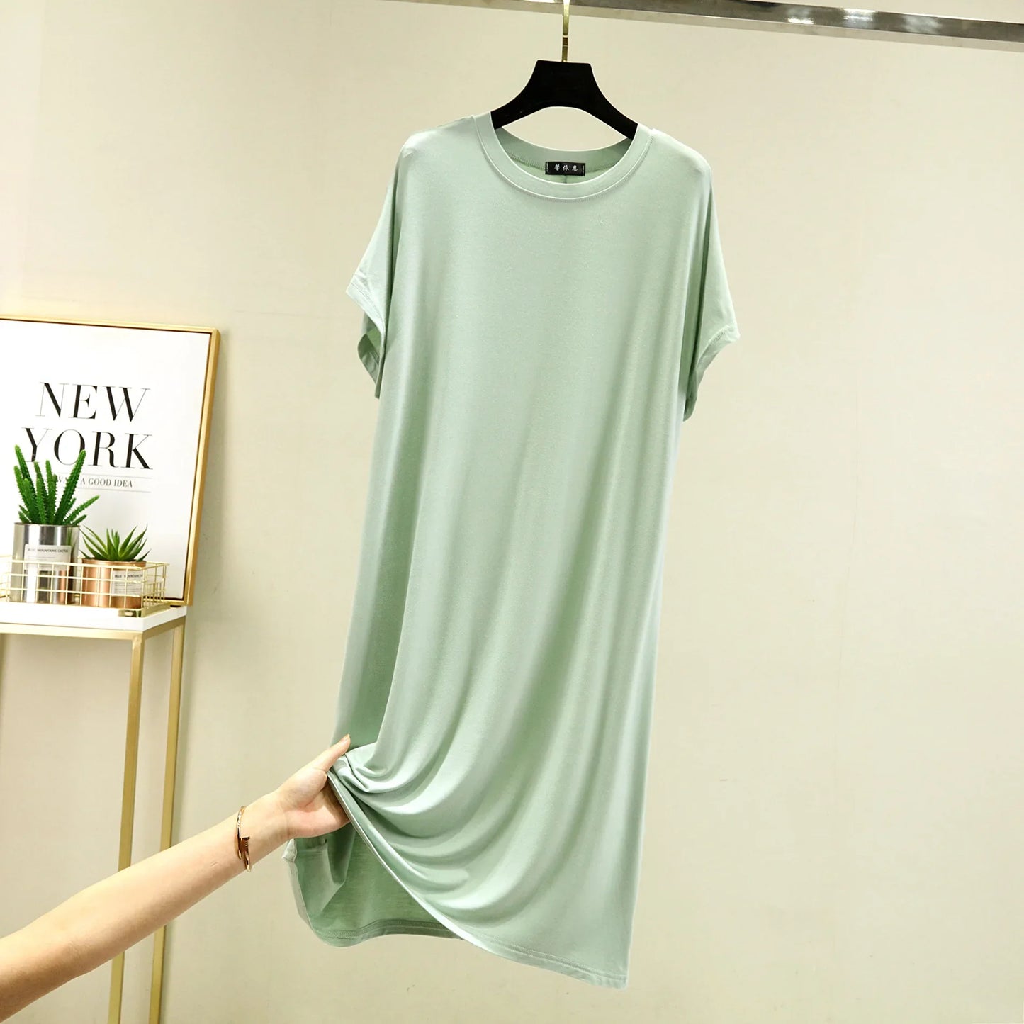 Summer Women's dress Causal Basic T shirt dresses O-Neck Short sleeves Modal A-Line sundress Simple plus size
