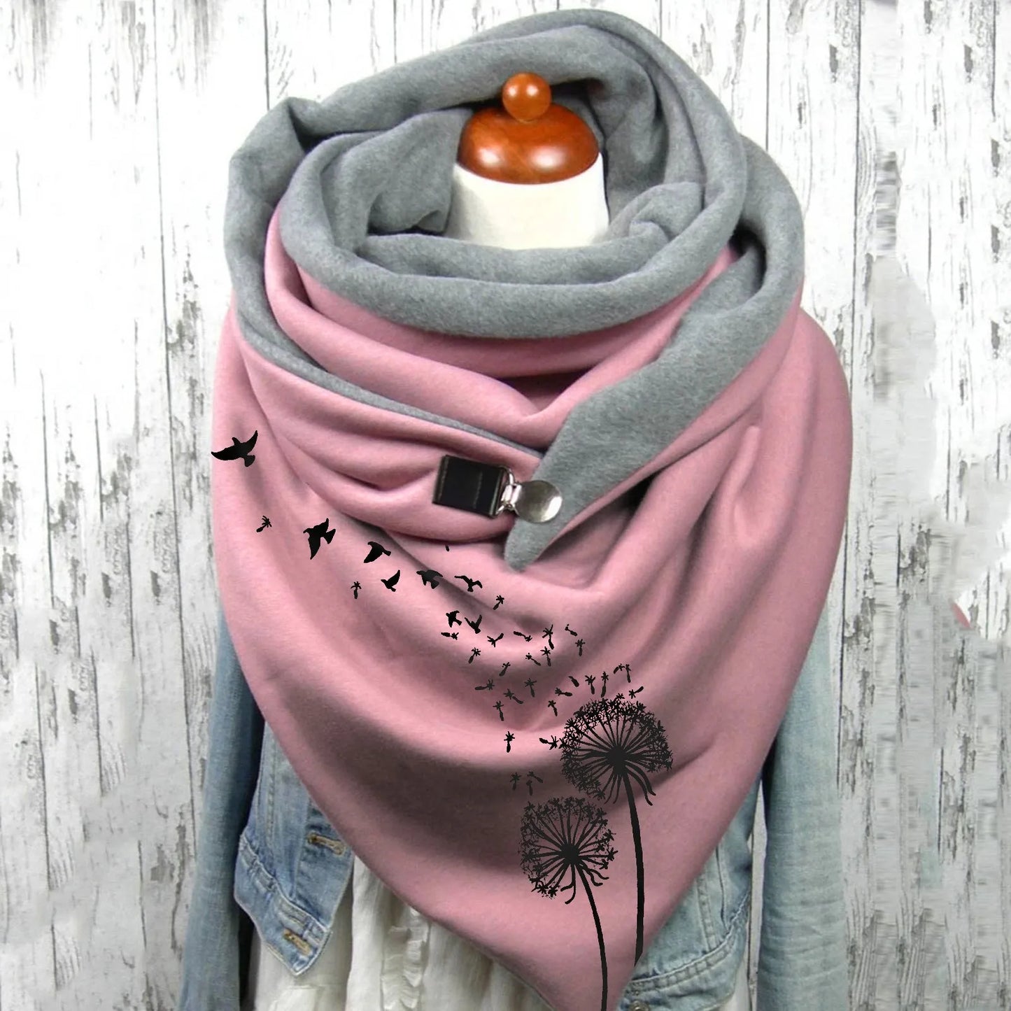 Fashion Scarf Graphic Music Note Print Square Scarves With Button Clasp Women Winter Warm Scarf Female Neck Warmer Blanket Wraps