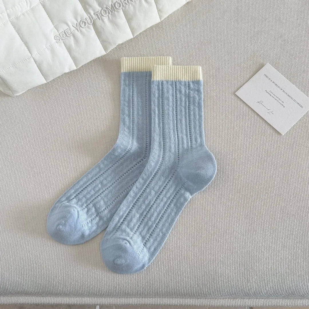 Transparent Crystal Silk Socks Women Fashion Ultra-thin Summer Harajuku Crew Socks Flower Streetwear Elastic Long Mesh Socks