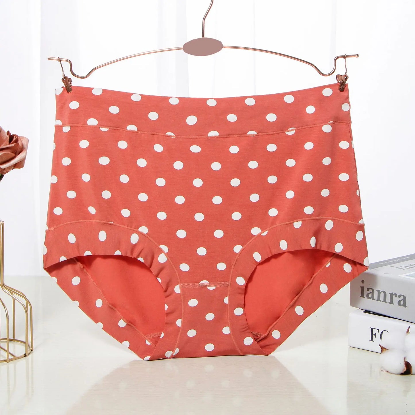 Modal Large size Panties for fat Lady Fashion Polka dot briefs High waist wide leg boyshorts cotton crotch underpants