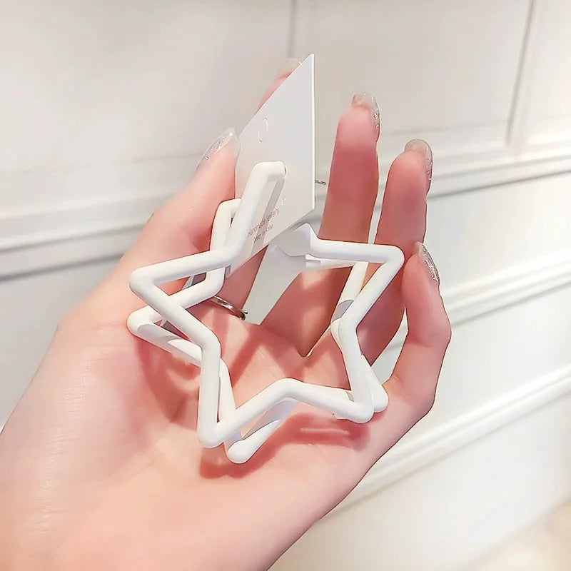 Simple Big Round Star Heart Hoop Earrings For Women Geometric Plastic Exaggerated Earring Hyperbole Trendy Ring Earrings Jewelry