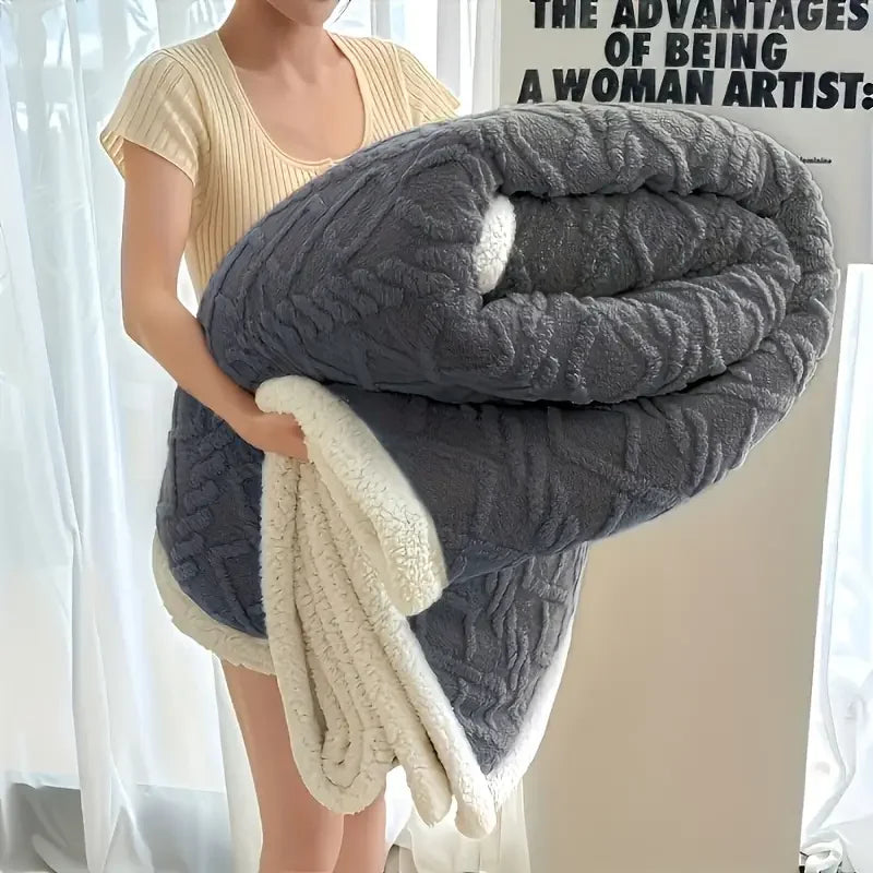 1pc Jacquard Sherpa Weighted Blanket, 8lbs for Adults- Soft, Warm, and Thickened Blanket Cozy Soft.