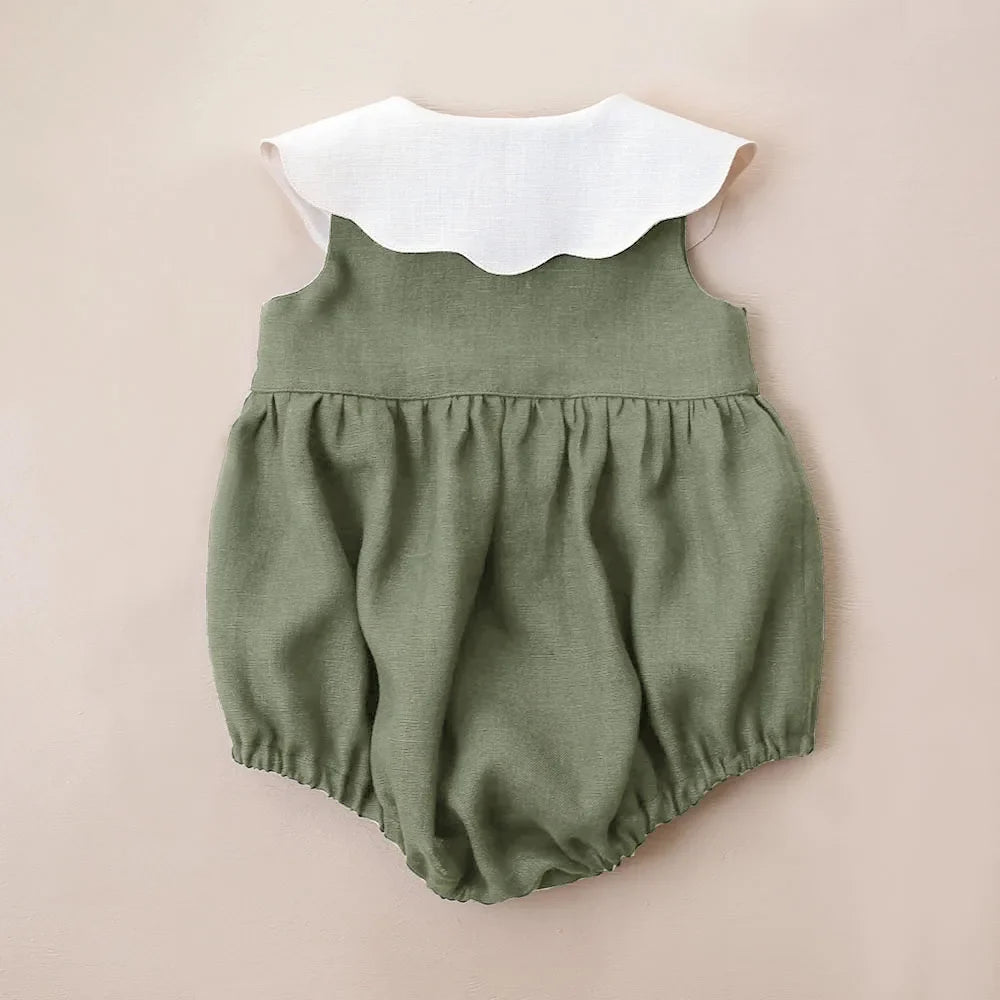 0-2Y Baby Girls Clothes Cotton Linen Sleeveless Infant Girl Rompers Embroidered Summer Birthday Party Photo Shoot Baby Outfit