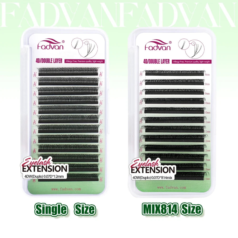 FADVAN 3D/4D/5D W Shaped Double Tips Eyelashes Extensions Natural Softlight Volume Fanning Lashes 0.07 Curl C D Black Eyelashes