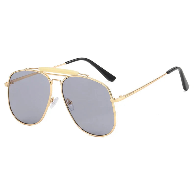 Fashion Pilot Women's Sunglasses 2024 Luxury Designer Oversized Metal Frame Square Shades Glasses For Woman Trend Retro UV400