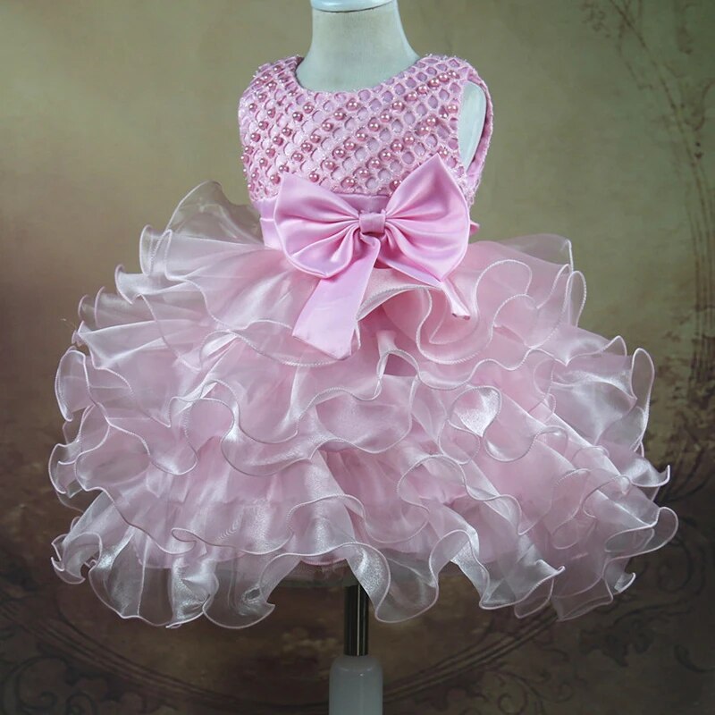 Children's Tutu with Beading Flowers Baby Girl Dress For Wedding Sleeveless Infant Baby Dresses For Toddlers