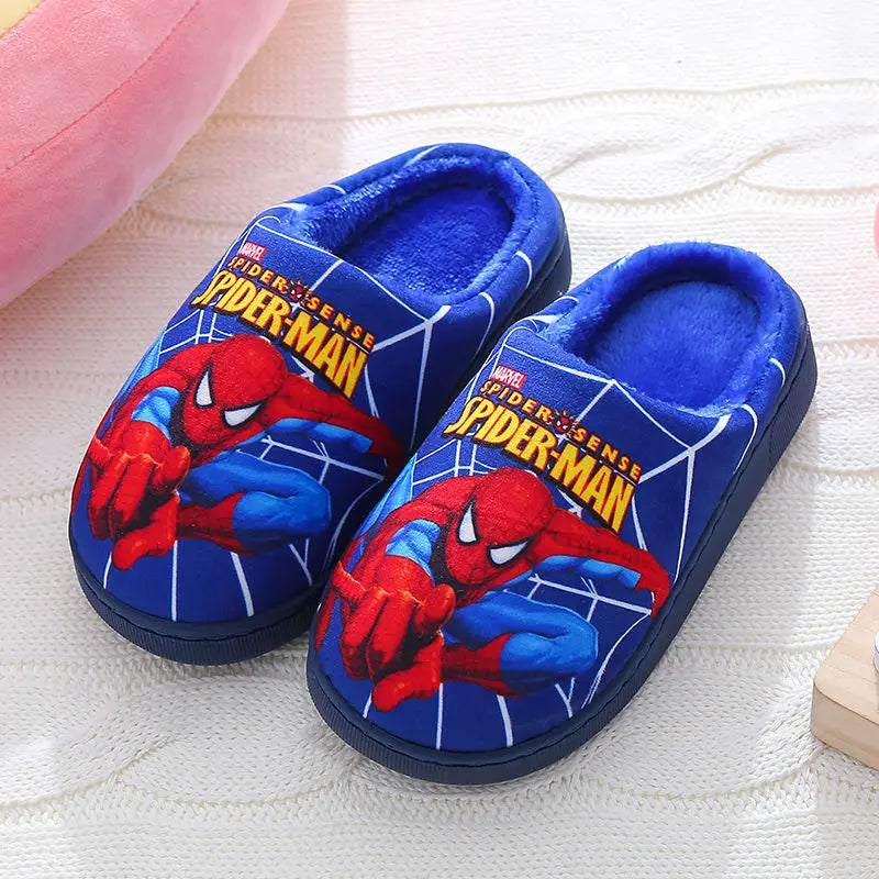 Disney Indoor Home Slippers Parent-child Cotton Anti-skid Floor Children's Shoes Breathable Cartoon Warm Slippers Size 24-39