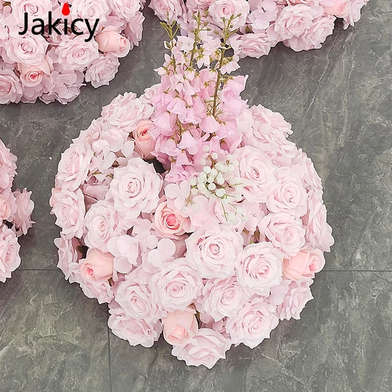 Red White Customized Artificial Rose Delphinium 50cm Flower Ball Wedding Decor Table Centerpieces Flower Decor Event Road Props