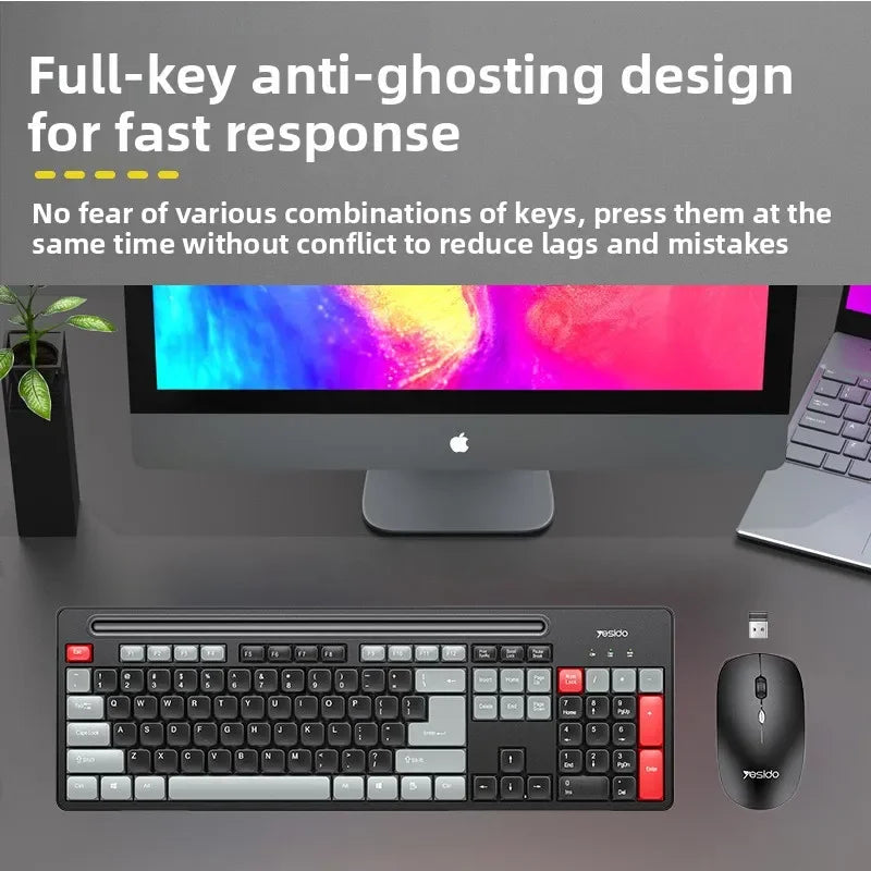 Portable USB Wireless Keyboard and Silent Mouse Set for Home, Office, and Gaming Use