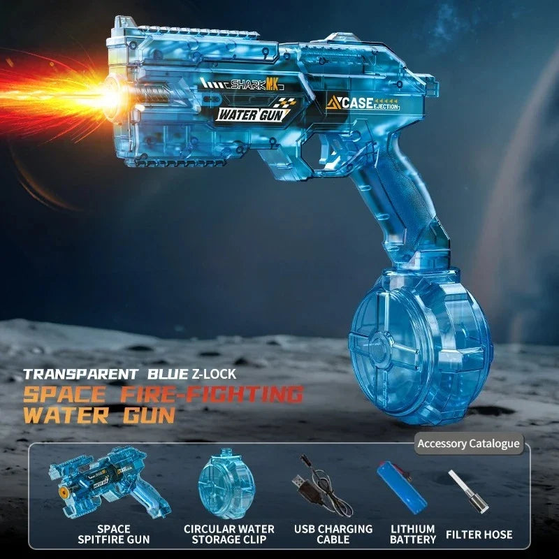Electric Water Gun with Flashing Function Continuous Powerful Spray Water Gun Summer Outdoor Toy Water Gun Children Adults Gift