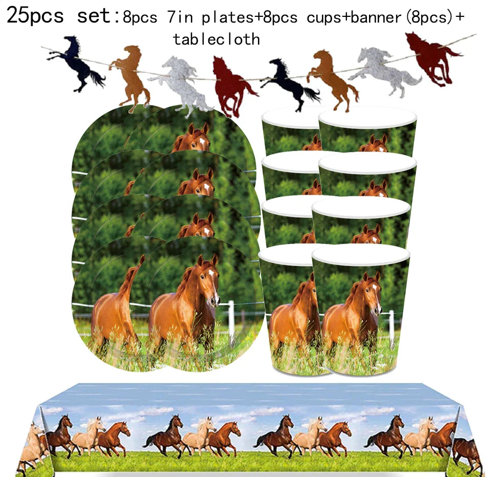 Horse Pony Disposable Party Supplies Plates Cups Napkins Cake