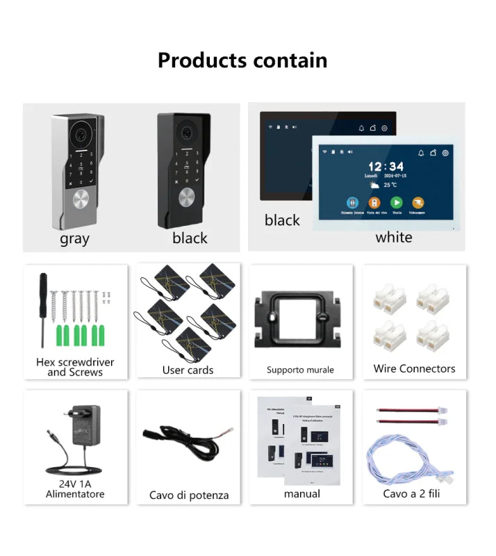 Anjielo 2-Wire TUYA Smart Video Intercom Doorbell Wired 1080P Waterproof Camera WIFI 7/10inch IPS Touch Screen Support IP CCTV