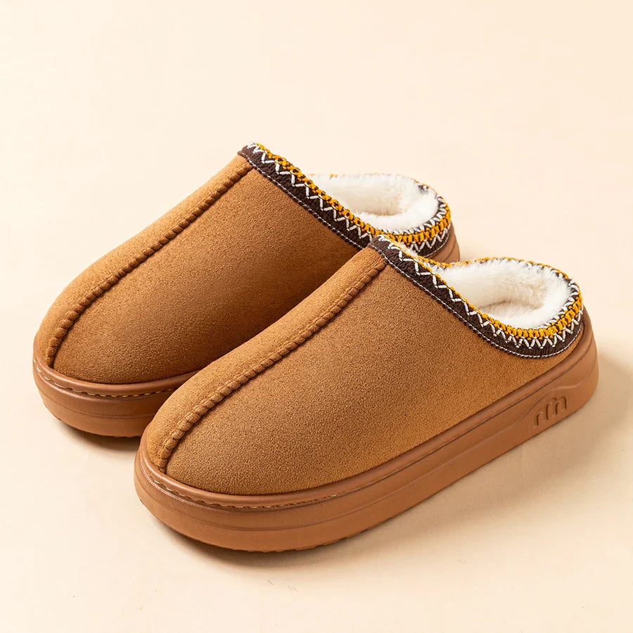 Women's Slippers Boots Fashion, Fuzzy Fur Anti-slip Soft Sole.