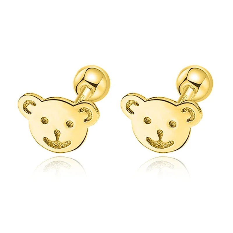 TrustDavis Real 925 Sterling Silver Fashion Sweet INS Butterfly Bear Screw Stud Earrings For Daughter Girls Fine Jewelry DG0013