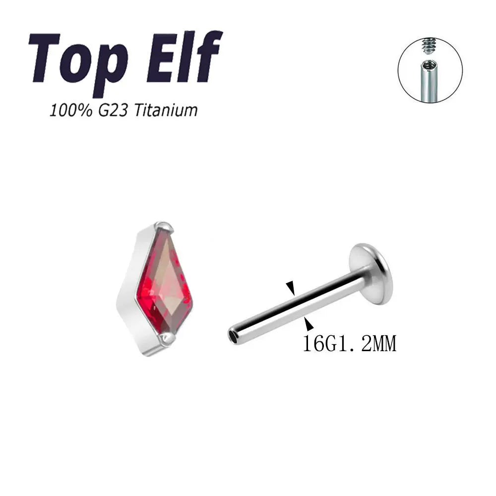 Top Elf ASTM F136 Implant Grade Titanium CZ Zircon Internal Threaded Ear Tragus Piercing Body Jewelry