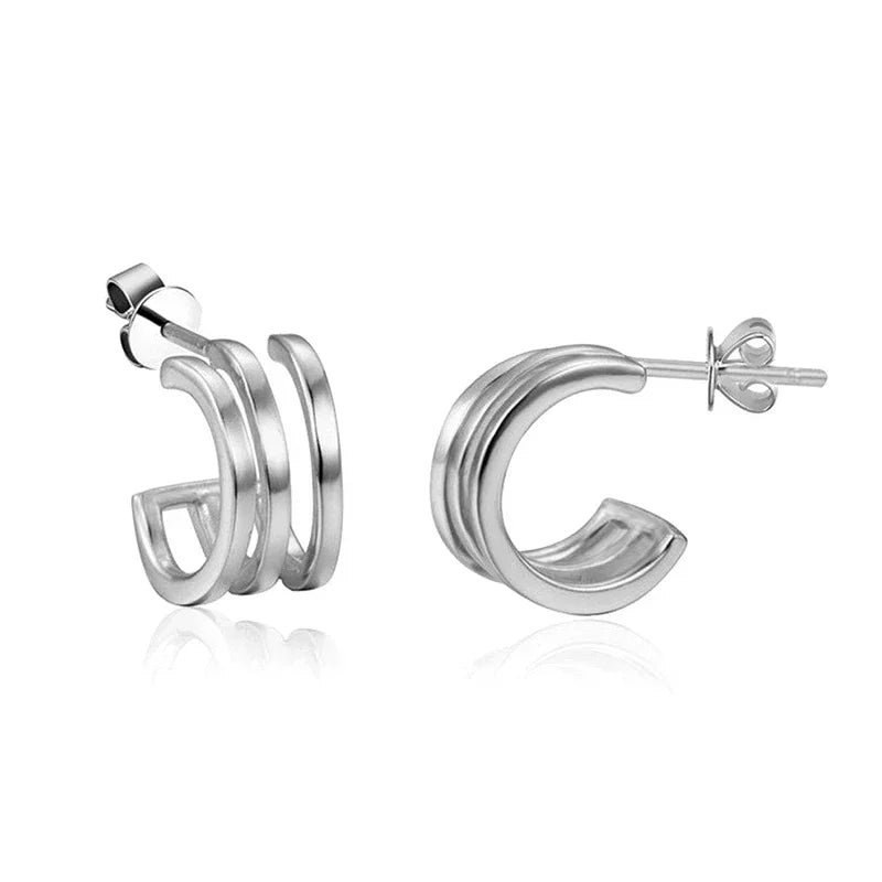 Cartilage 925 Silver Earrings Fashion C-shaped Zircon ear studs European American Geometric Piercing Earrings For Women Jewelry