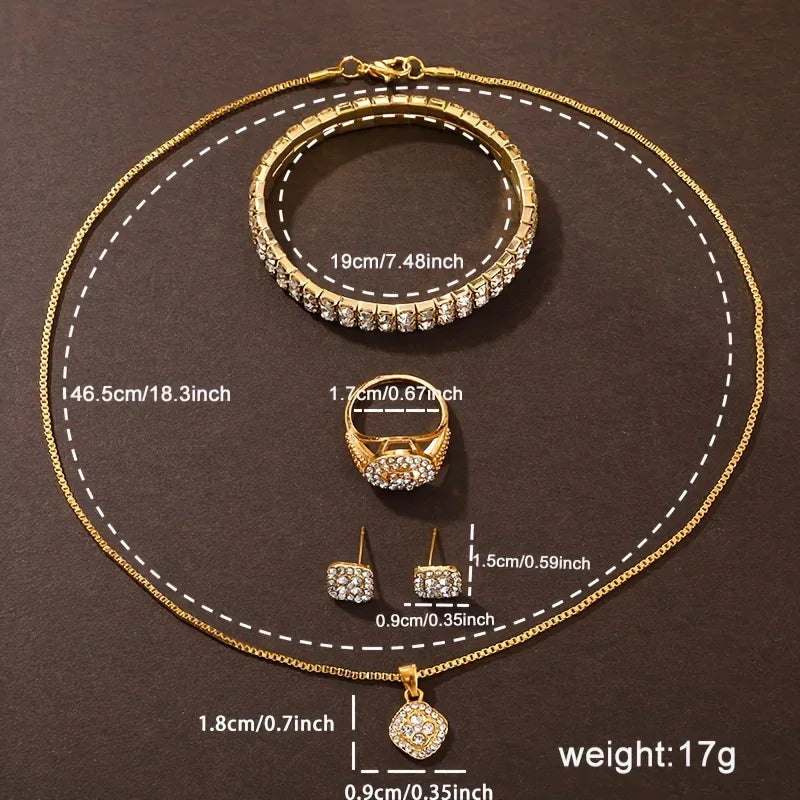 6-piece/set women's watch luxury rhinestone quartz watch gold fashion simulation watch and jewelry set
