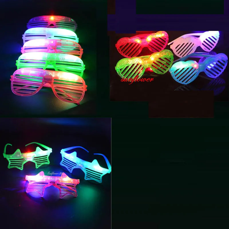 12pcs Adult Kids Women LED Glasses Light Sunglasses Glow Blind Shutter Neon Flash Bar Birthday Wedding Party Halloween Christmas
