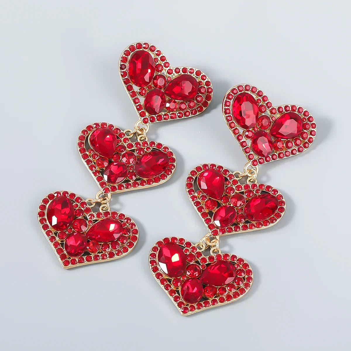 New Fashion women's Color Matching Big Rhinestone Love Heart-shaped Star Drop Earrings women's Jewelry Temperament Accessories