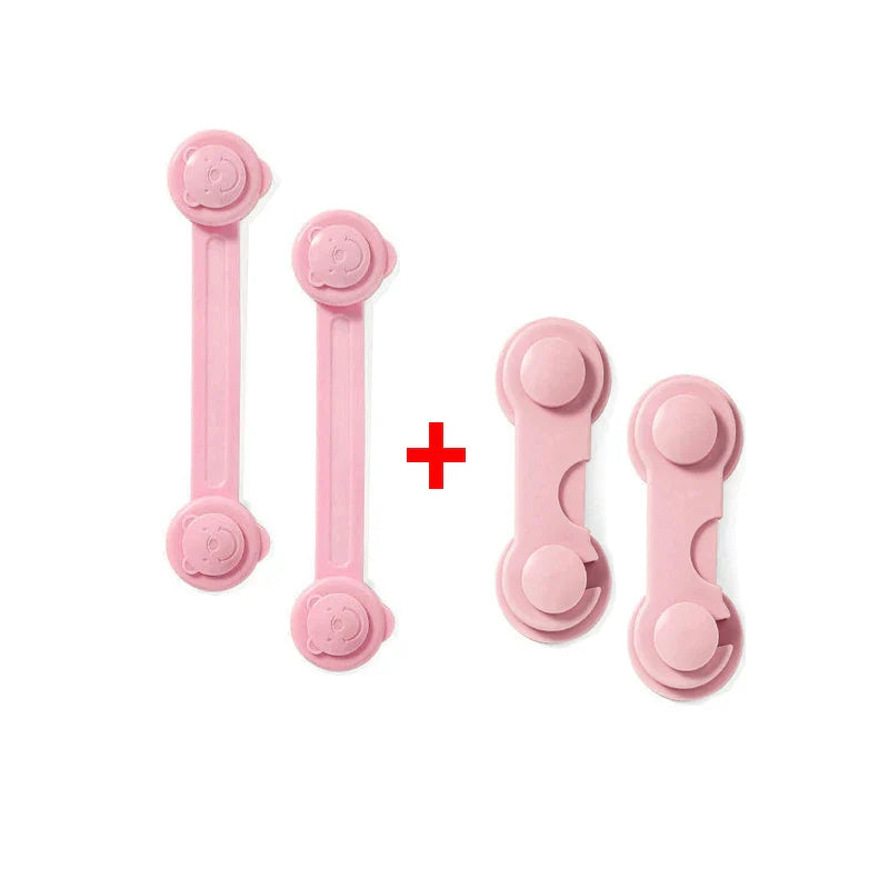 4pcs Baby Safety Cabinets Door Lock Plastic Children Security Protector Multi-function Home Cupboard Drawer Safety Locks
