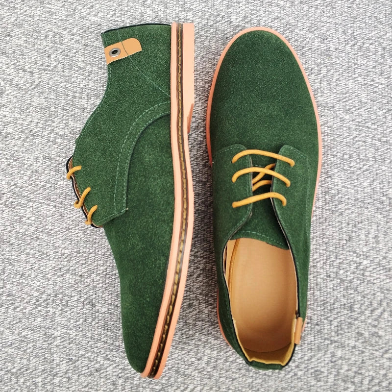 2024 Spring Suede Leather Men Shoes, Oxford Casual Shoes Classic Sneakers Comfortable Footwear.