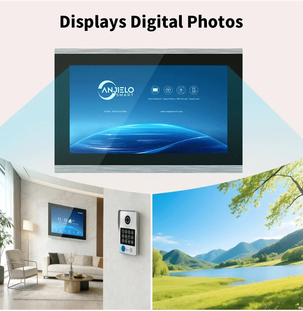 ANJIELO Doorbell Video Intercom System for Home Doorphone Tuya Smart 1080P Monitor Motion Detection Digital Photo Frame