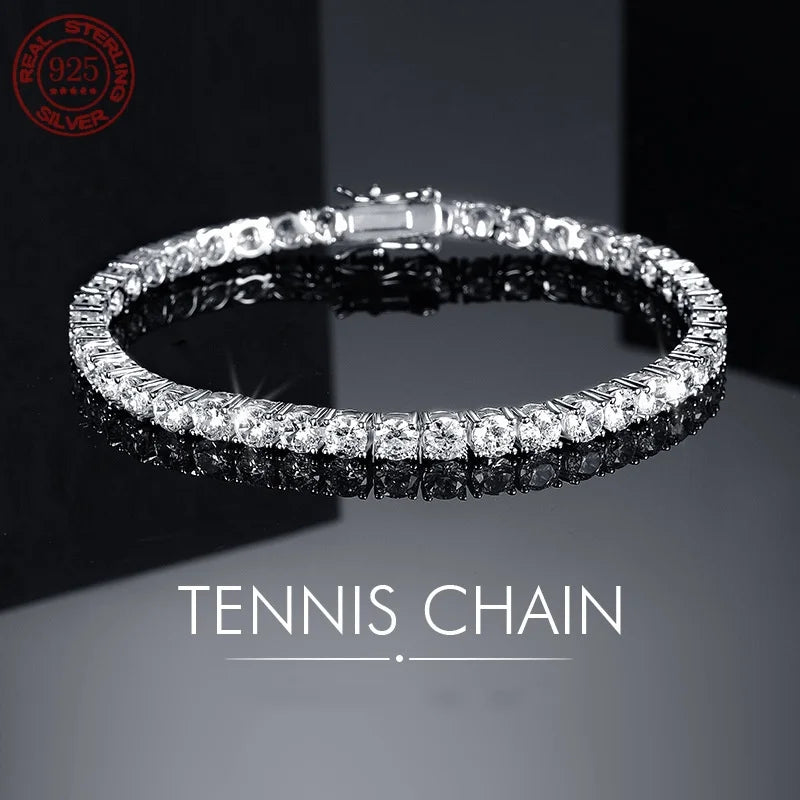 100% Real Moissanite Tennis Bracelet 925 Sterling Silver Plated 18K Gold with GRA Bracelet for Women Man Sparkling Party Jewelry