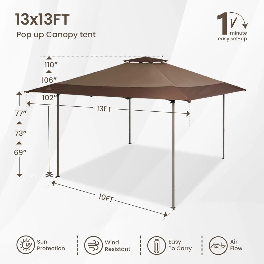13'x13' Sun Shade Gazebo Canopy with Hardware Kits, Gazebo Shade for Patio Outdoor Garden Events Canopy