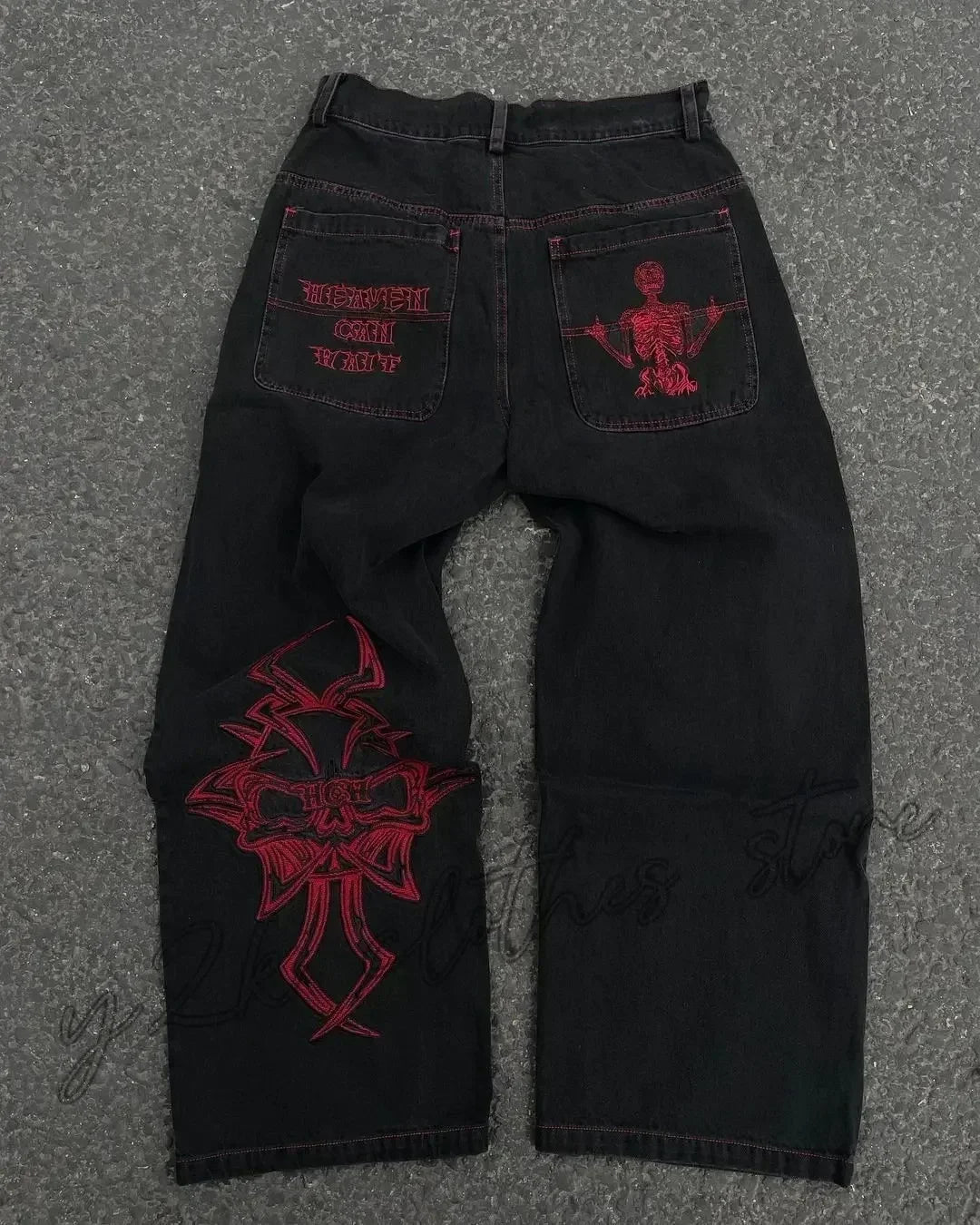Street Y2K New Fashion Straight Loose Jeans Women Harajuku Casual Joker Low Waist Slim Mopping Wide-leg Pants Couple Punk Jeans