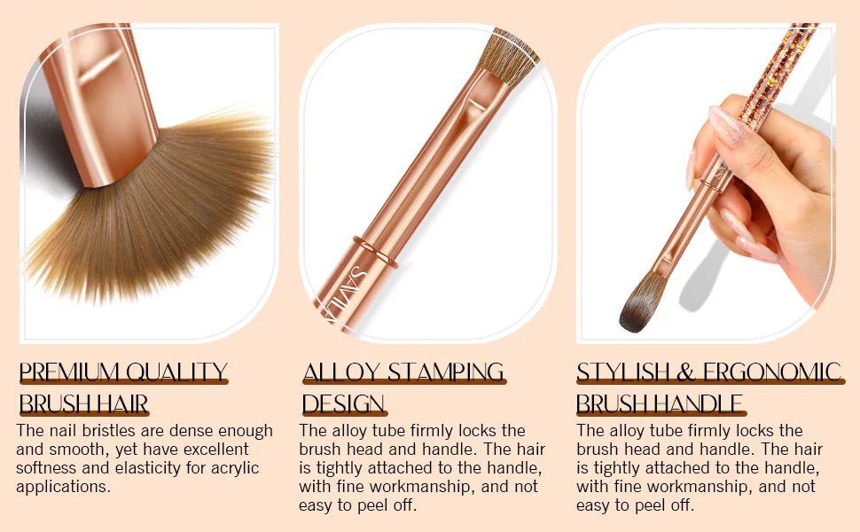 Saviland 7pcs Acrylic Nail Brush Set Size4/6/8/10/12/14/16 Acrylic Brushes for Acrylic Application Acrylic Powder Nail Art