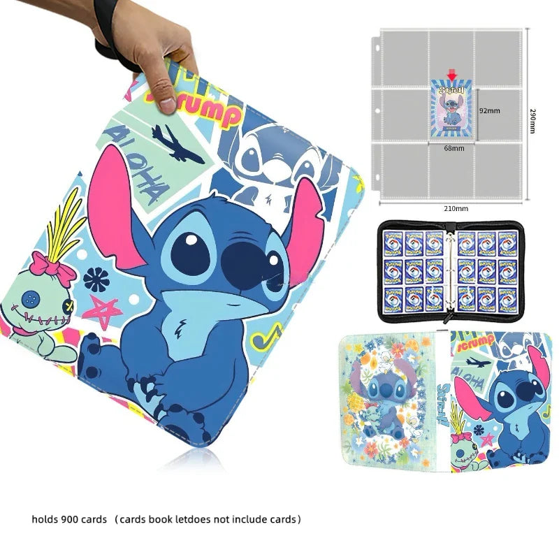 Disney Card Binder Book Collection Cards Holder Anime Card Album with 50 inner Pages Zipper Hold Up to 900 Cards Kids toy Gift