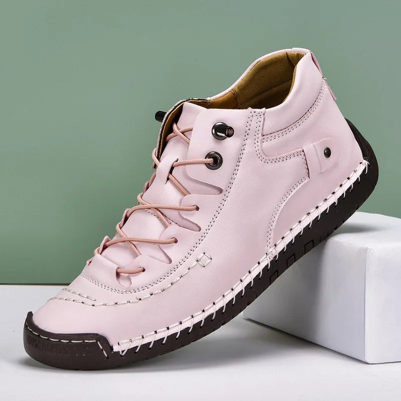 Purple Sneakers Women Casual Shoes Hand-stitching Leather Sneakers Women shoes Mid-top New Slip On Loafers Woman Driving Shoes