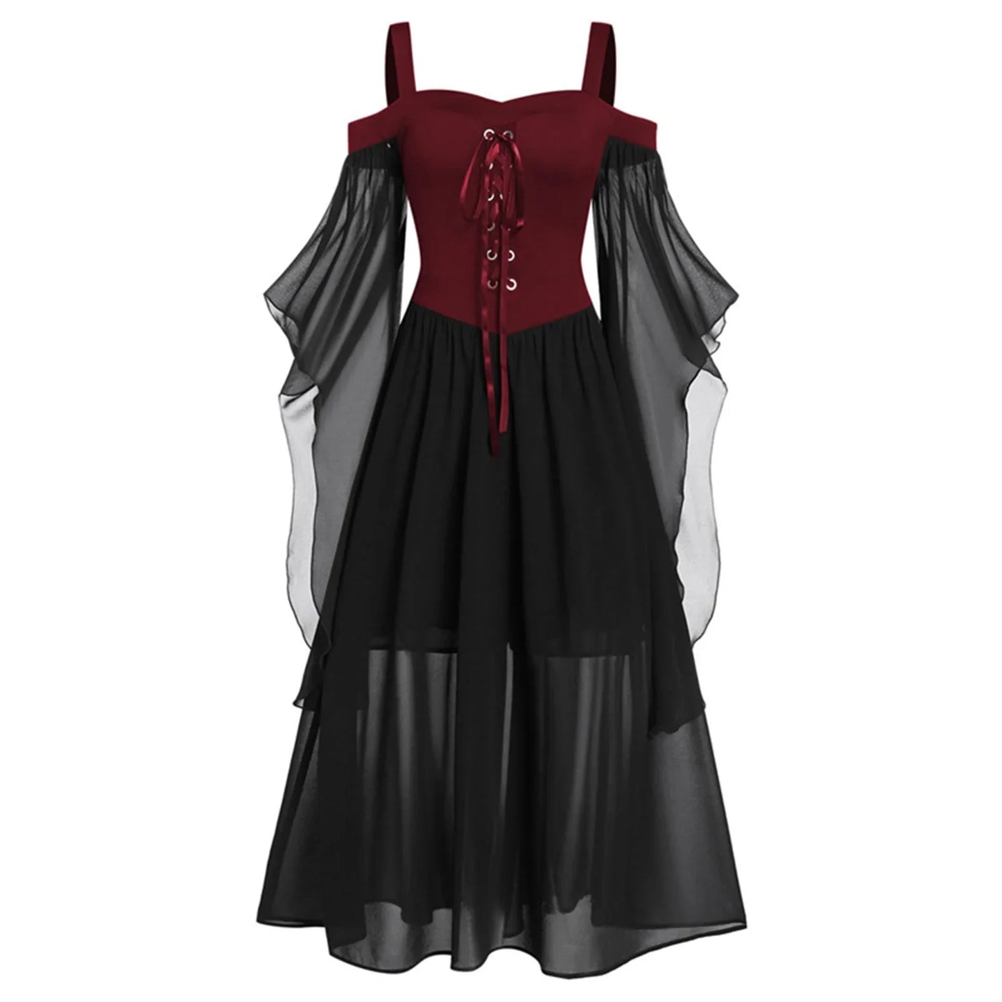 5XL Women Fashion Vintage Style Square Neck Party Dress Women Cosplay Dress Retro Midi Gown Dress Gothic Dresses Women Clothing