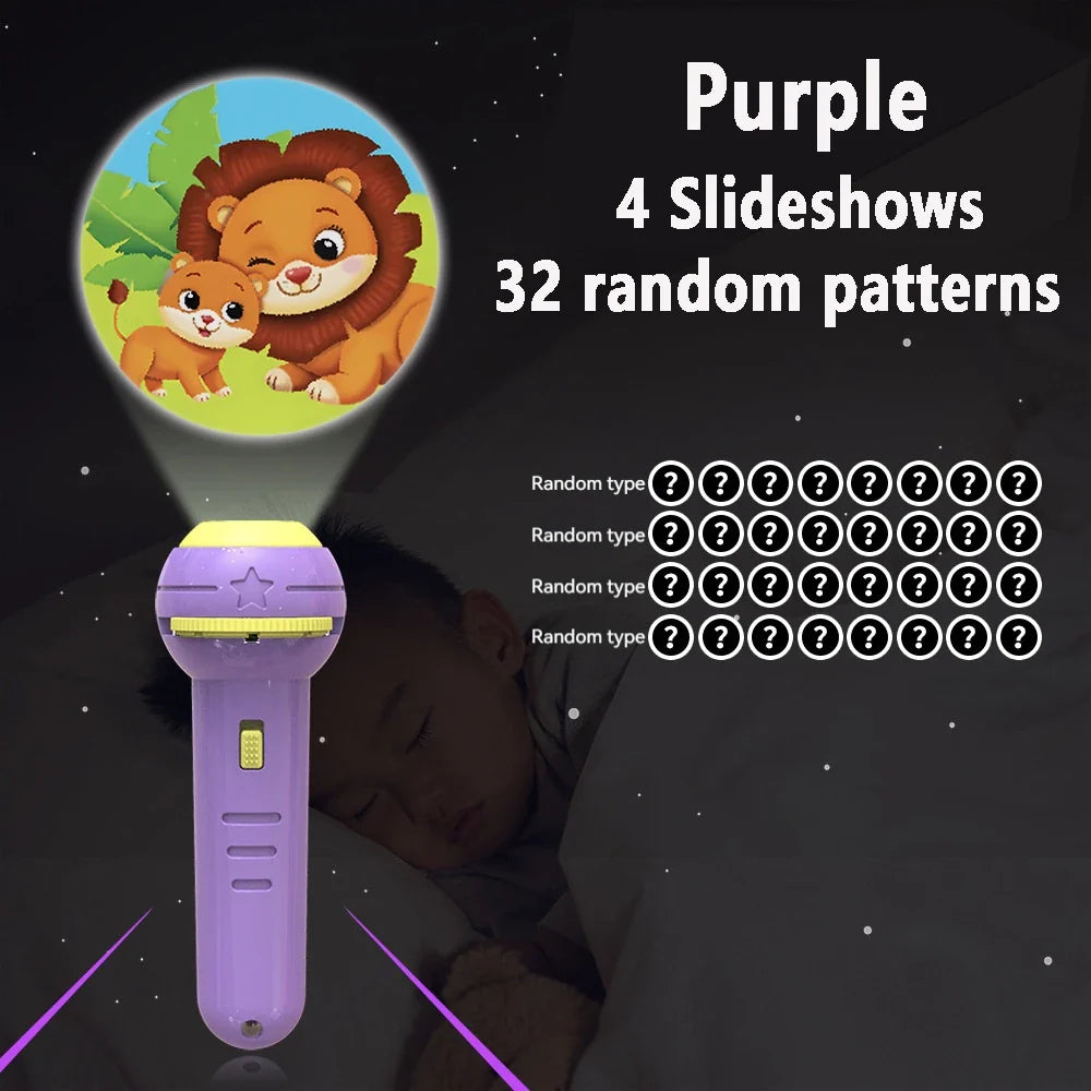 Flashlight Projector Torch Lamp Toy Early Education Cognition Before Bedtime Story Book Puzzle Toys Sleeping Story Book