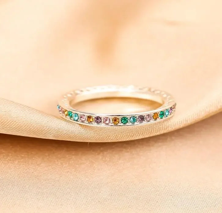 Milangirl Women's Jewelry Micro Pave Cz Zircon Crystal Wedding Band Eternity Stacking Ring Fashion  Anniversary Band